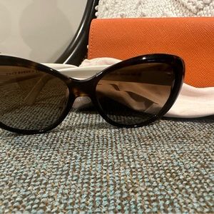 Tory Burch Sunglasses - Lightly Used: Dark Tortoise Shell Frames, White Stems